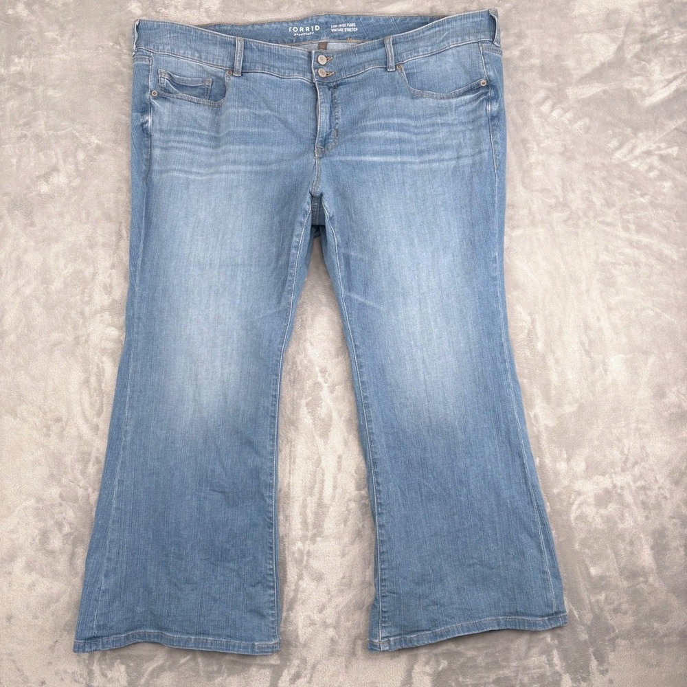 Torrid Flare Jeans Womens 24S (Fits 47x28) Blue Low-Rise Vintage Stretch Boho